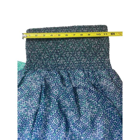 OLD NAVY OMBRE DRESS MAXY STRAPLESS SZ S BLUE GREEN WAVY RUCHED BEACHY AESTHETIC - Picture 9 of 15